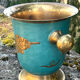 Vintage cloisonne brass champagne bucket with turquoise grape design