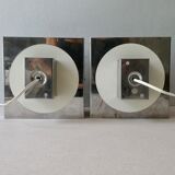 Pair of sconces in smoked Plexiglas by Jocelyne Trocmé model "disco"
