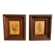 Set of 2 botanical decorative wooden frames, 13cm x 15.5cm