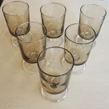 6 anciens verres à digestif luminarc fumé h7 cm