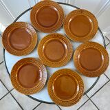 Set of 7 digoin Sarreguemines dessert plates in 50s slurry