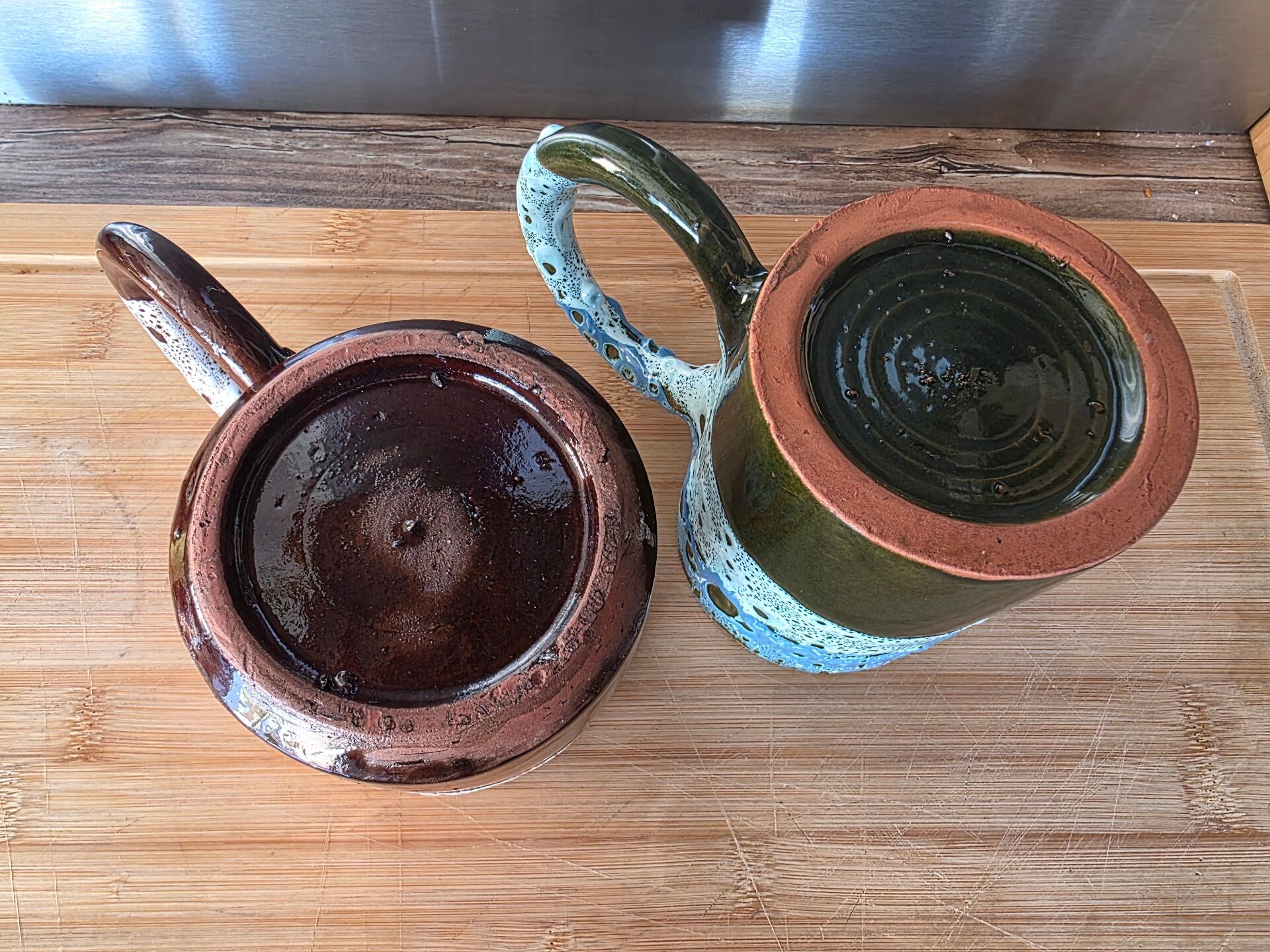 Duo de mugs artisanaux style "Fat Lava" / Vallauris