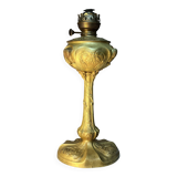 Beautiful and old oil lamp in gilded bronze, attributed to Georges Leleu