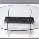 Midcentury Oval Glass Coffee Table with Portoro Marble, Italy