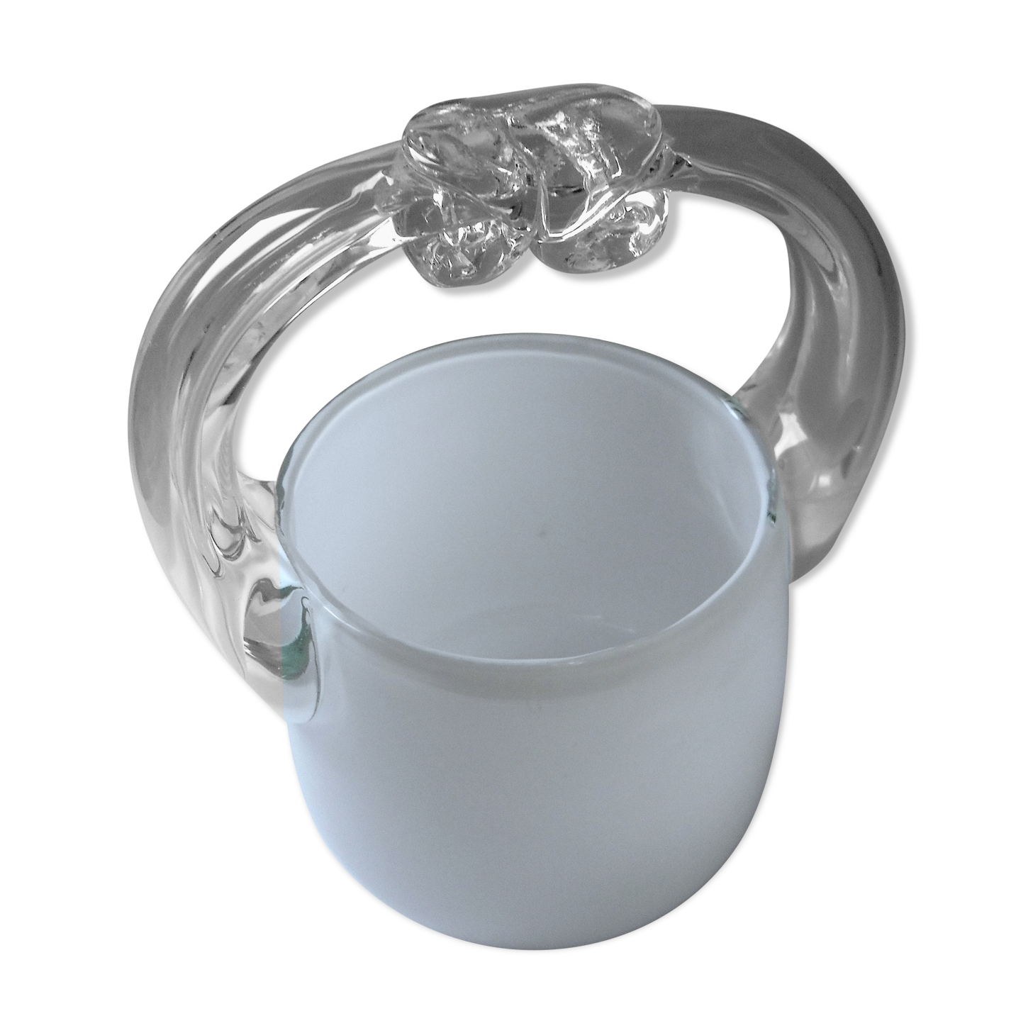 Vintage ice bucket in colorless and white "ouzo" crystal