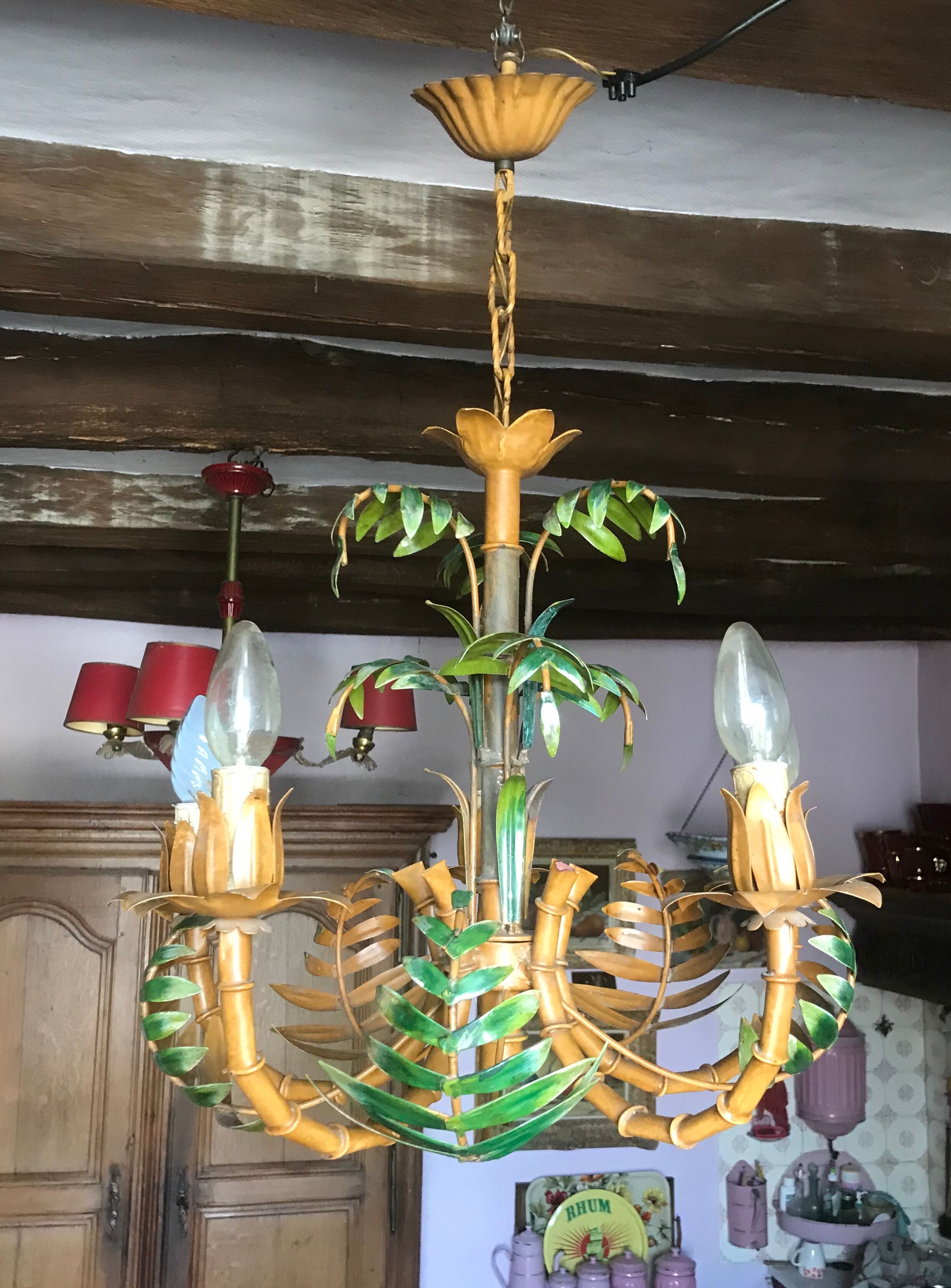 Bamboo-style metal chandelier
