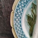 Français plat à asperges antique, majolique, barbotine