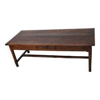 Grande table à manger antique de ferme rustique française du 18ème siècle, noyer et chêne