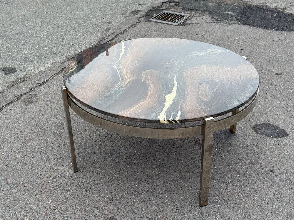 Coffee table in chrome and marble by Bendixen, Denmark, 1970s