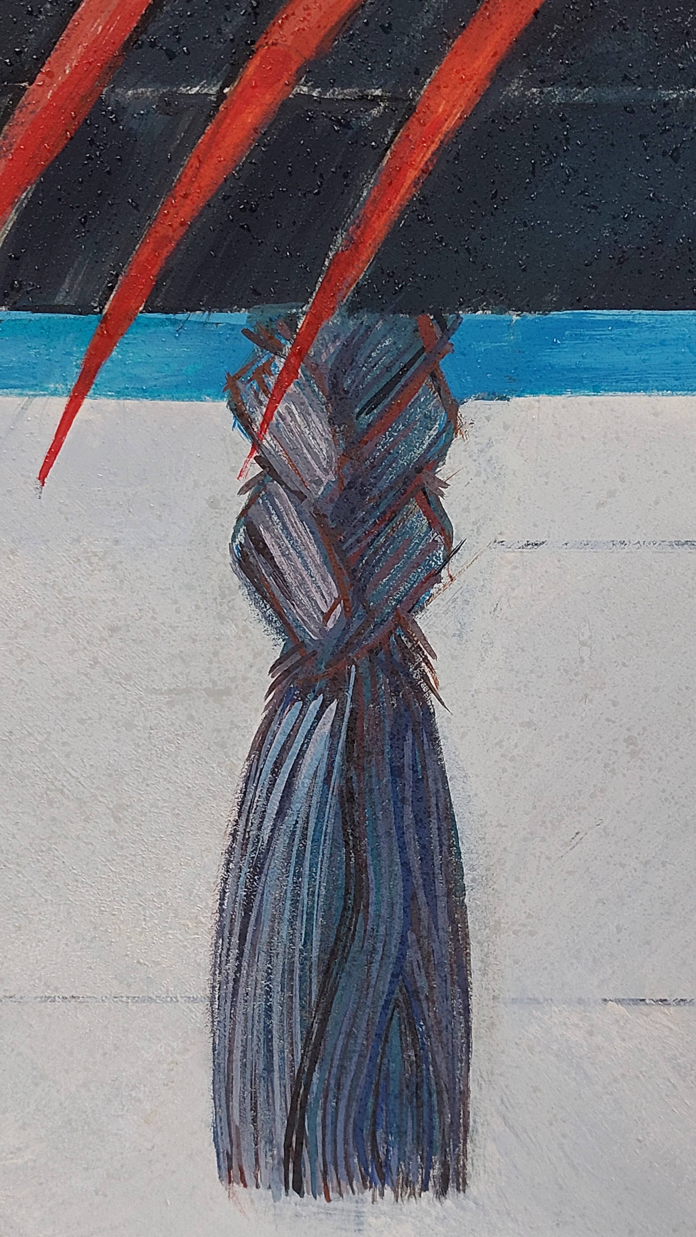 Grande peinture postmoderne de l'artiste Azian Tsang 1987