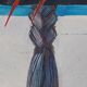 Grande peinture postmoderne de l'artiste Azian Tsang 1987