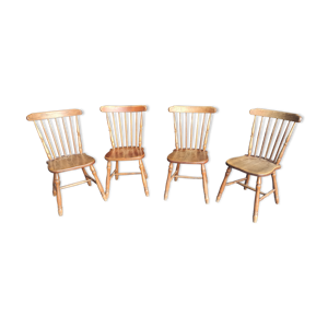 Série de 4 chaises bistrot, western en chêne