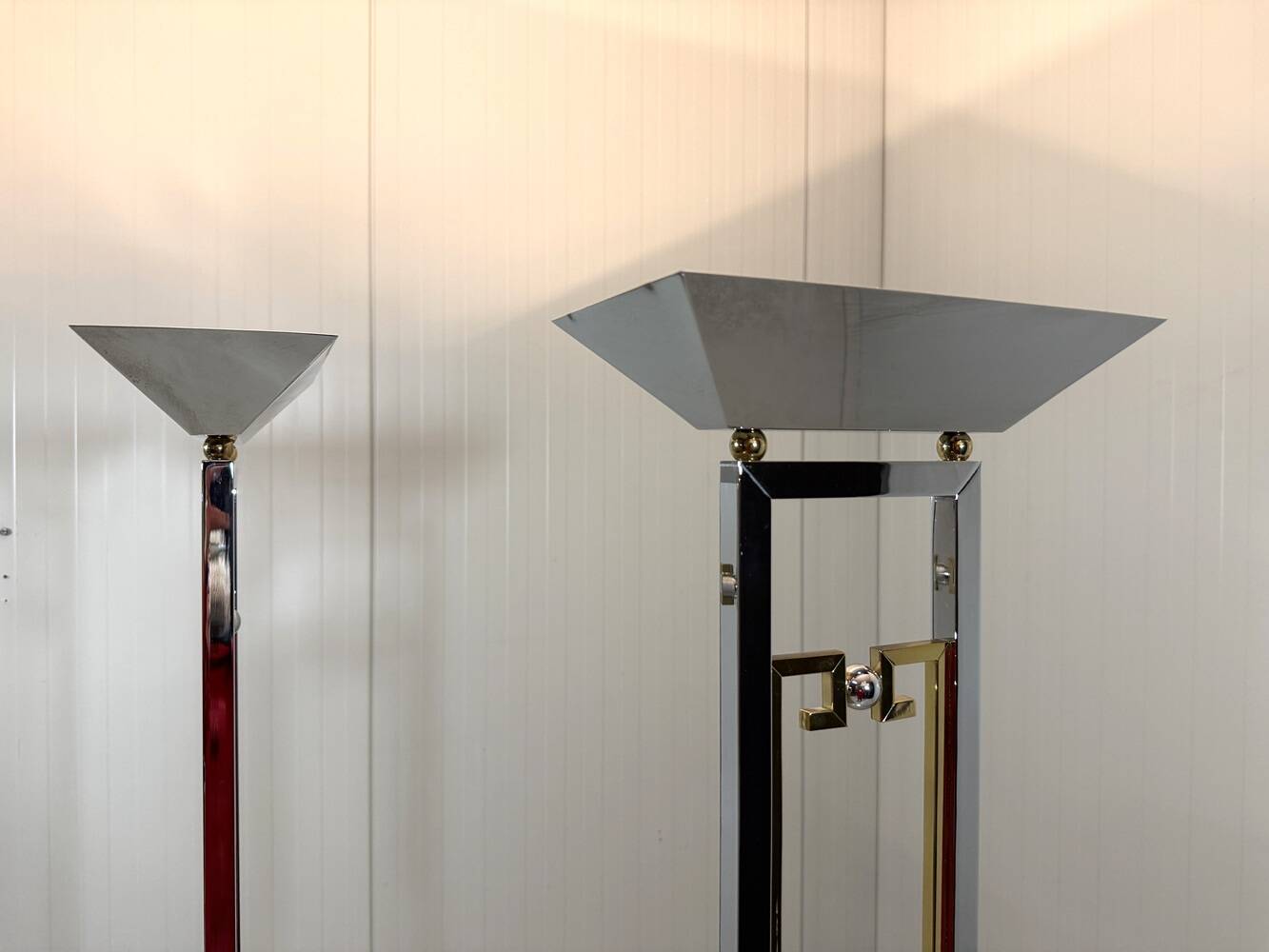 Arte Lumen floor lamps chrome & brass 1970’s, set of 2