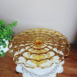 Cake stand, glass pedestal plate Bernsdorf depression style