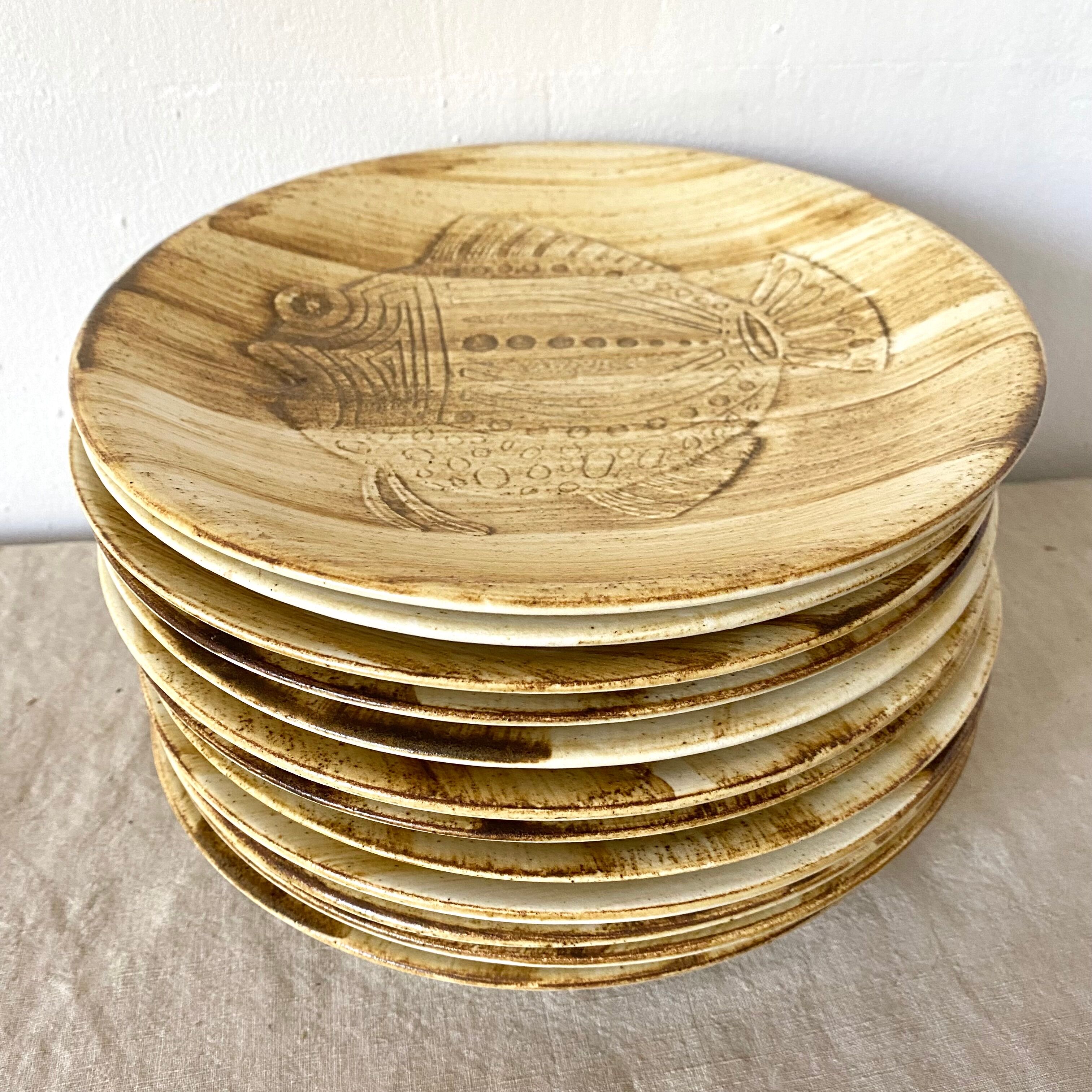 Longchamp dinner plates with fish decor