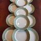 12 flat plates Villeroy & Boch Mettlach celadon green and vintage gold 1960s