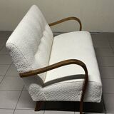 Canapé des années 1940 en bois et tissu bouclé, production italienne
