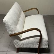 1940s Sofa in Wood and Boucle Fabric, Italian Production