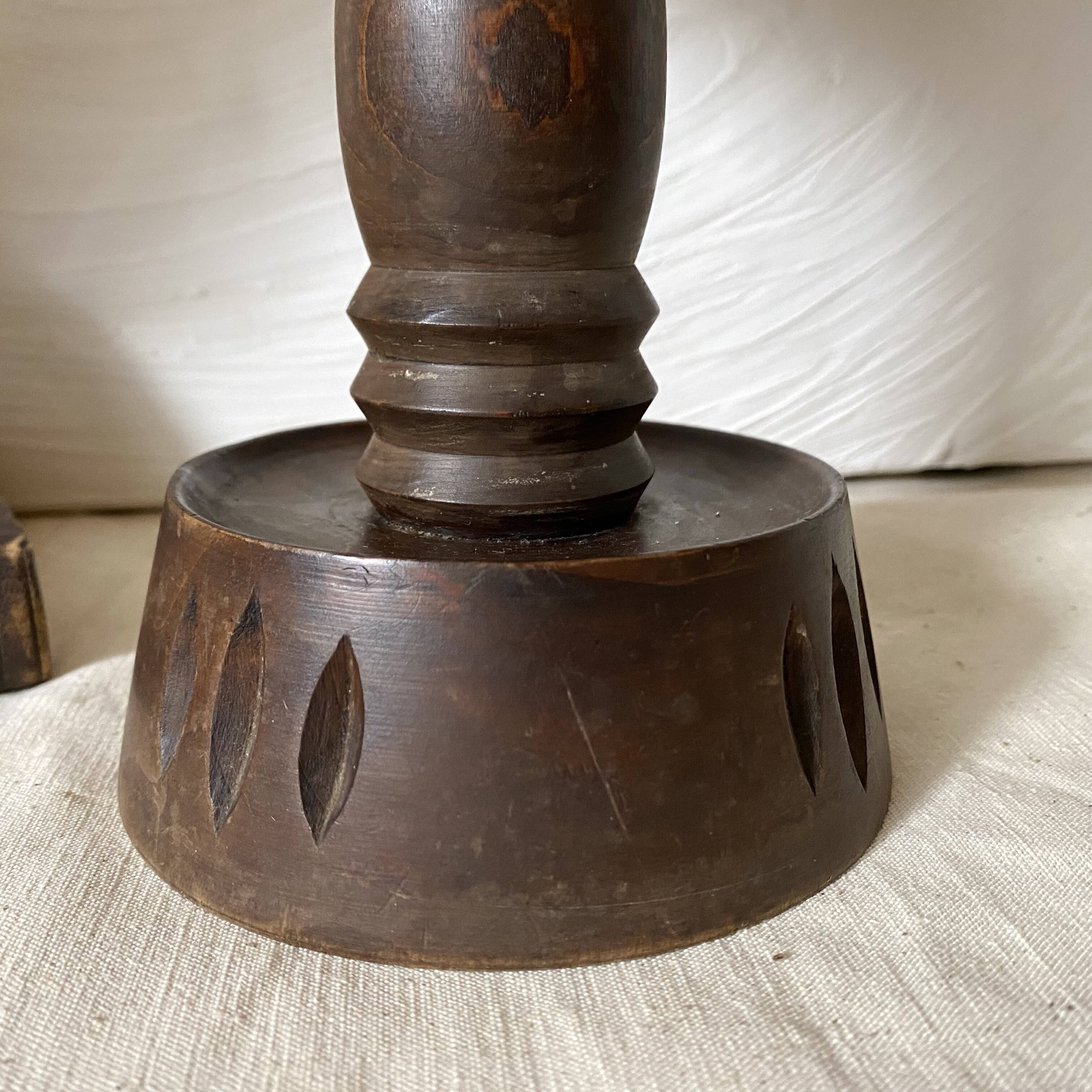 Lampe pied en bois tourné