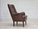 1970s, Danish armchair, original brown furniture leather.