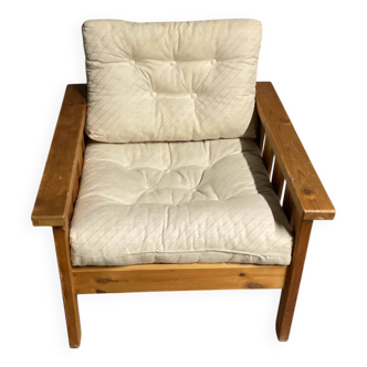 Retro pine Sweden armchair 1970