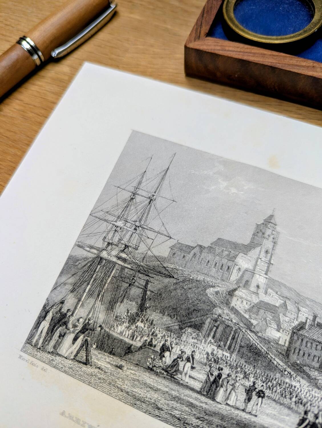 Vintage engraving of Le Tréport, Normandy. Printed in 1844.