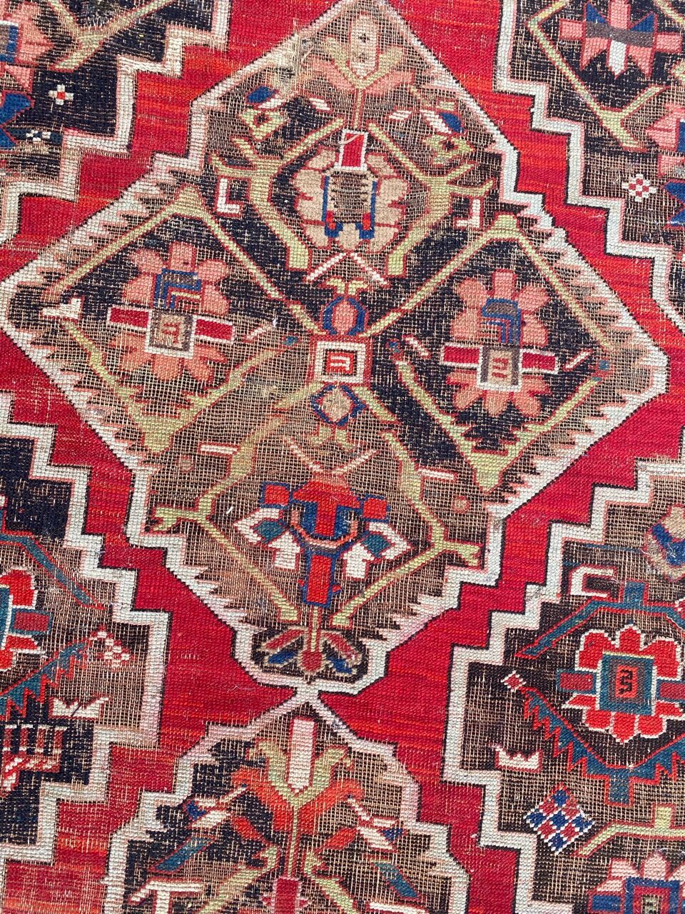 Ancient Caucasian carpet Karabakh handmade 115x270 cm