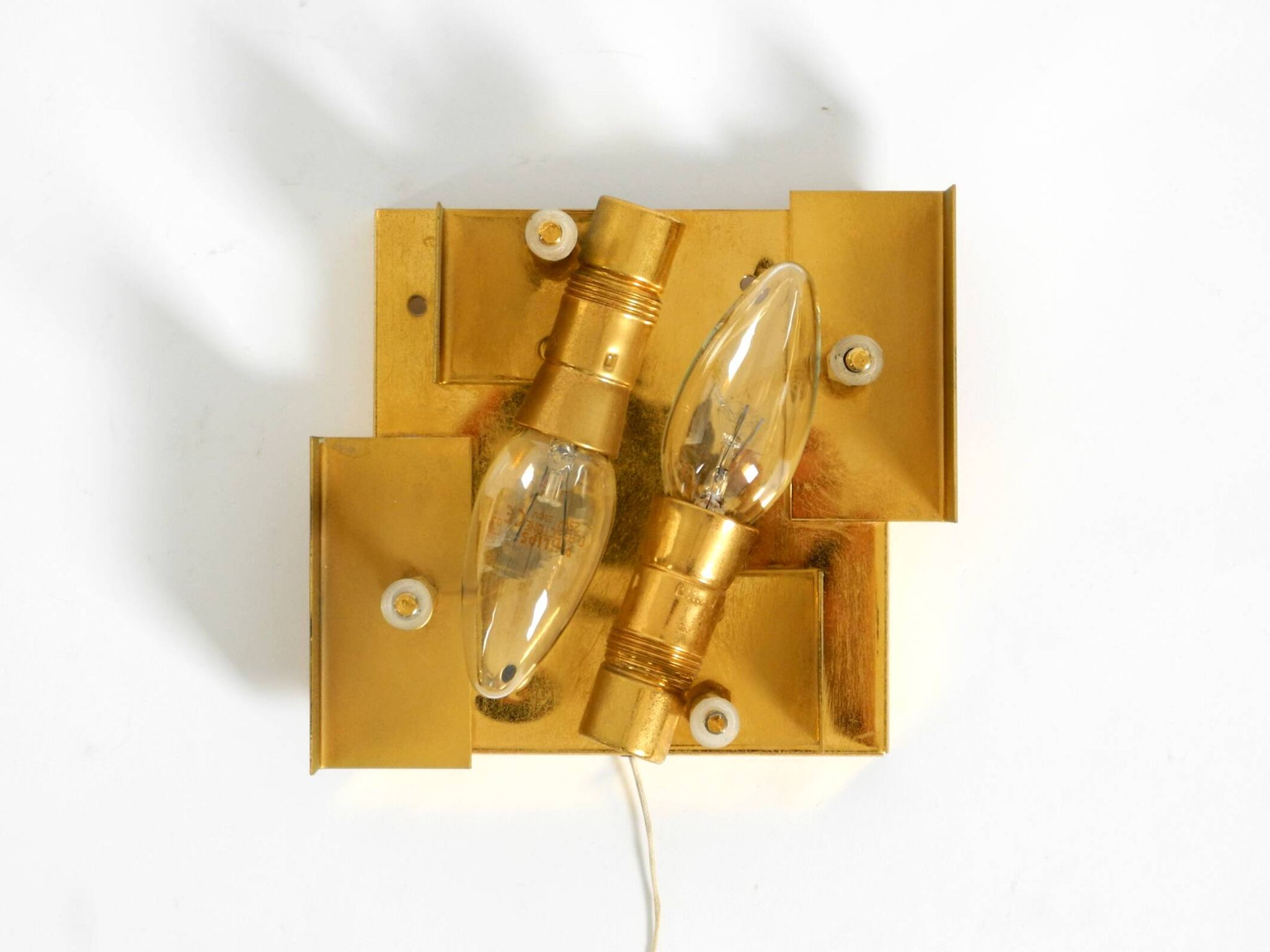 1960s Kinkeldey crystal glass and brass wall lamp in mint condition