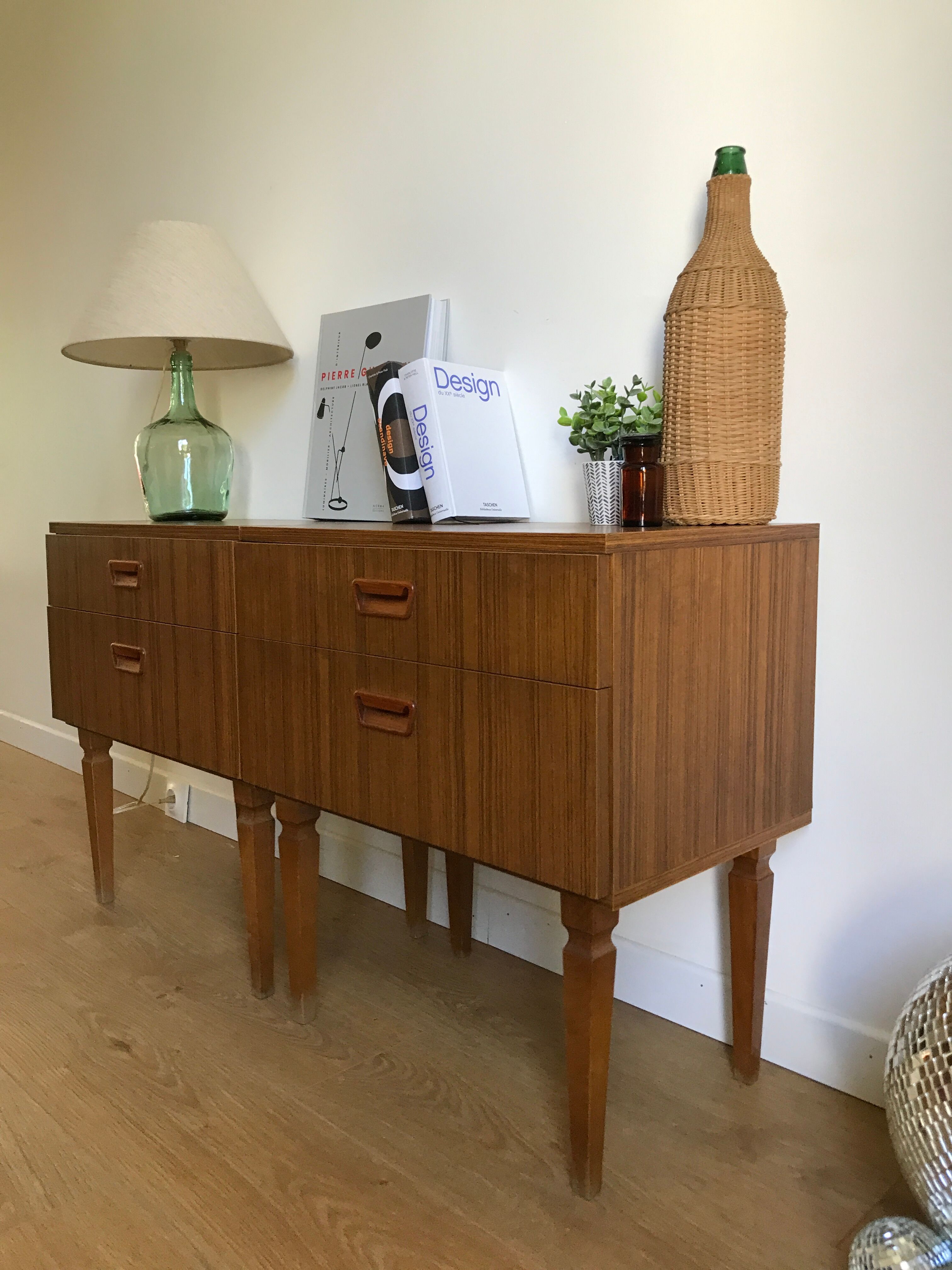 Pair of vintage bedside tables scandinavian style