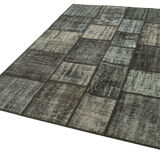 Tapis turc surteint fait à la main 176 cm x 242 cm tapis patchwork noir