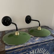 Pair of vintage wall lamps enamelled sheet metal