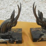 Pair of art deco bookends antelope heads