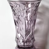 Art Mid-century Glass Smokey Purple Cut Glass Vase / Eda Glasbruk / Sweden