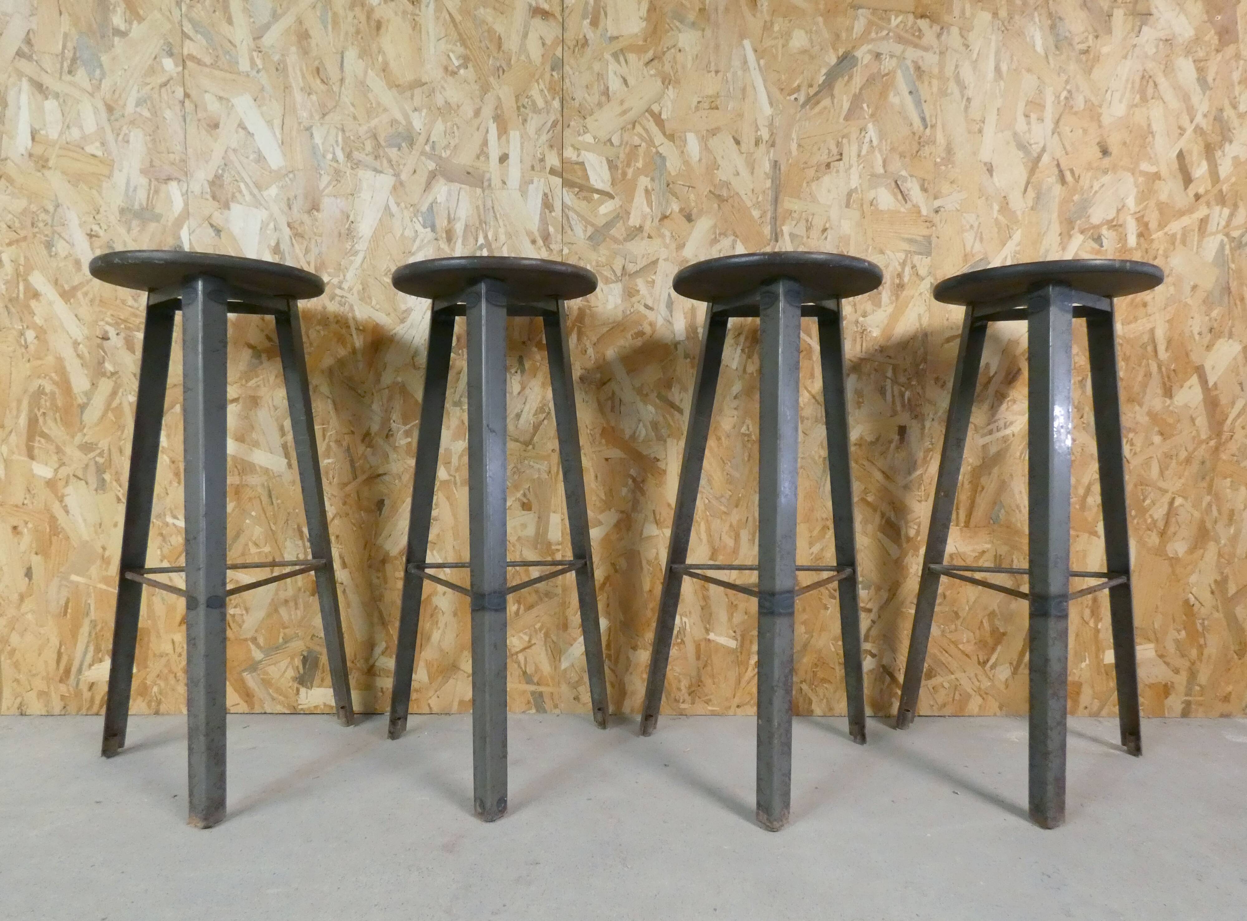 4 old vintage loft bistro stools