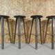 4 old vintage loft bistro stools