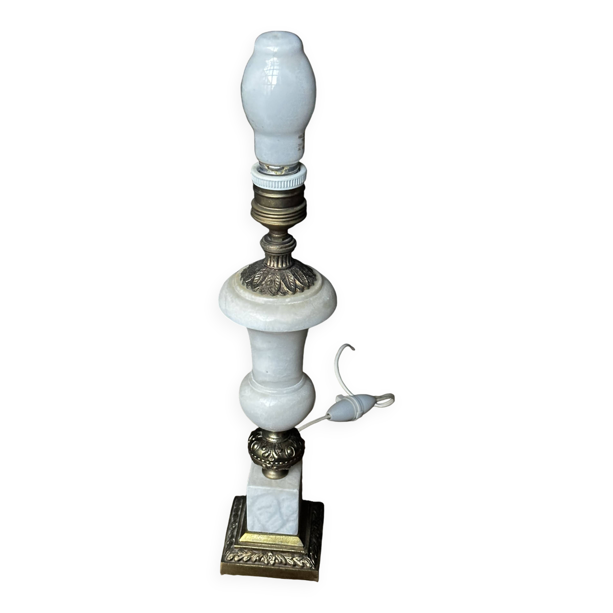 Vintage Alabaster and Brass Lamp Base H 30 cm