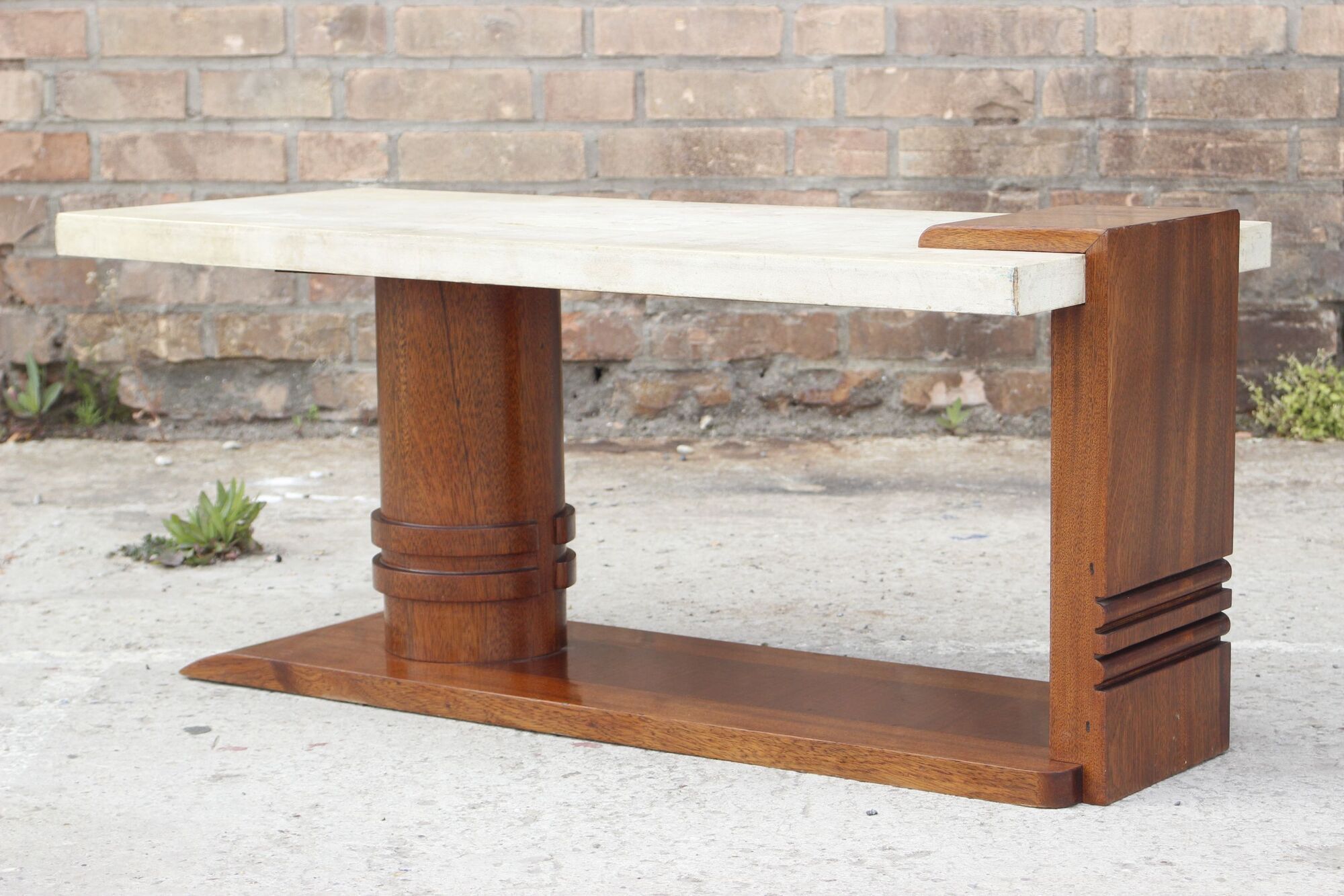 Coffee table in wood and parchment, France, 1930s