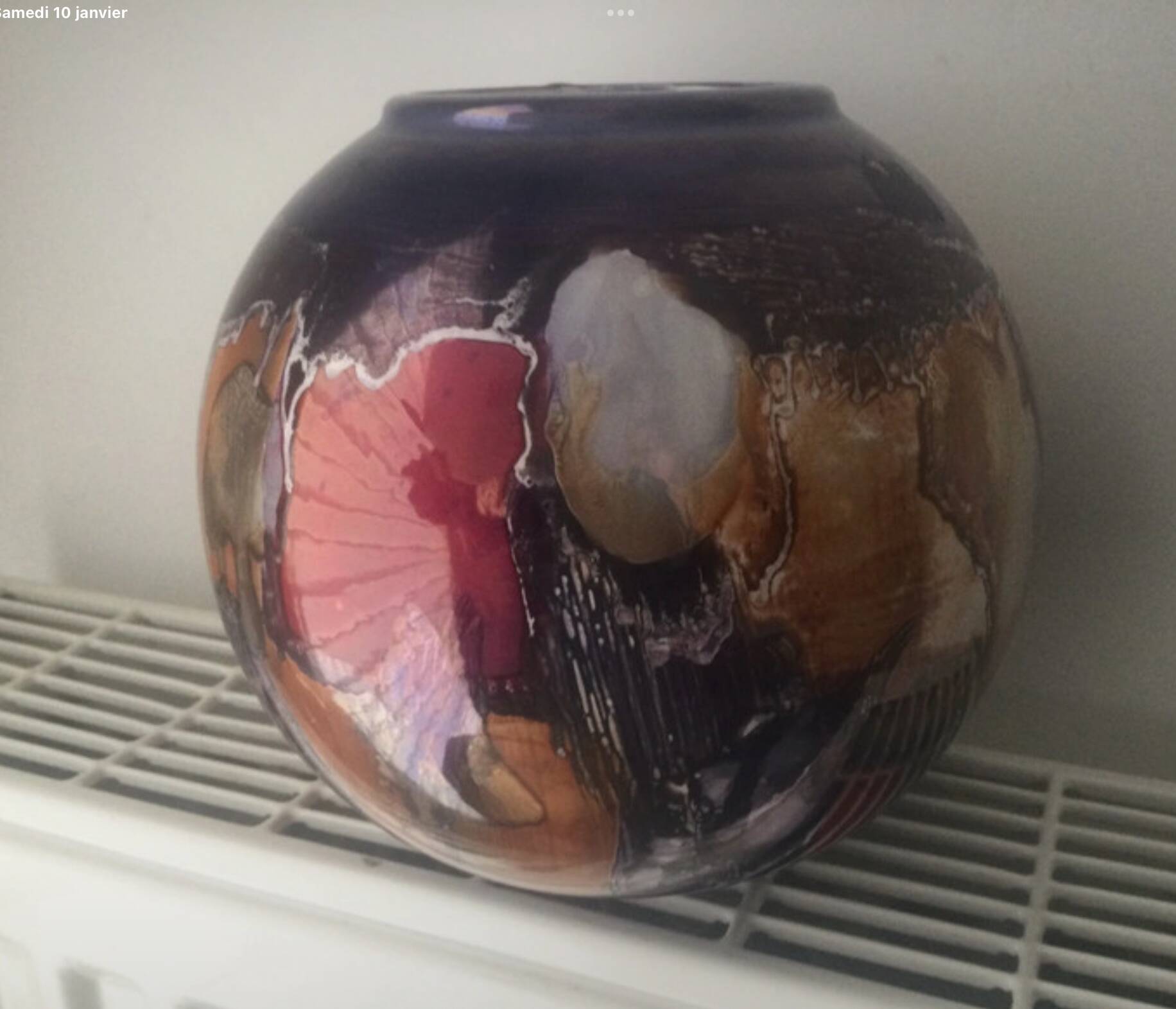 Painted ceramic vase S.E.C Italy