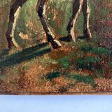 Portrait on the farm goats in the meadow 19th oil on canvas