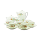 Porcelain coffee set decoration red and blue flowers golden border