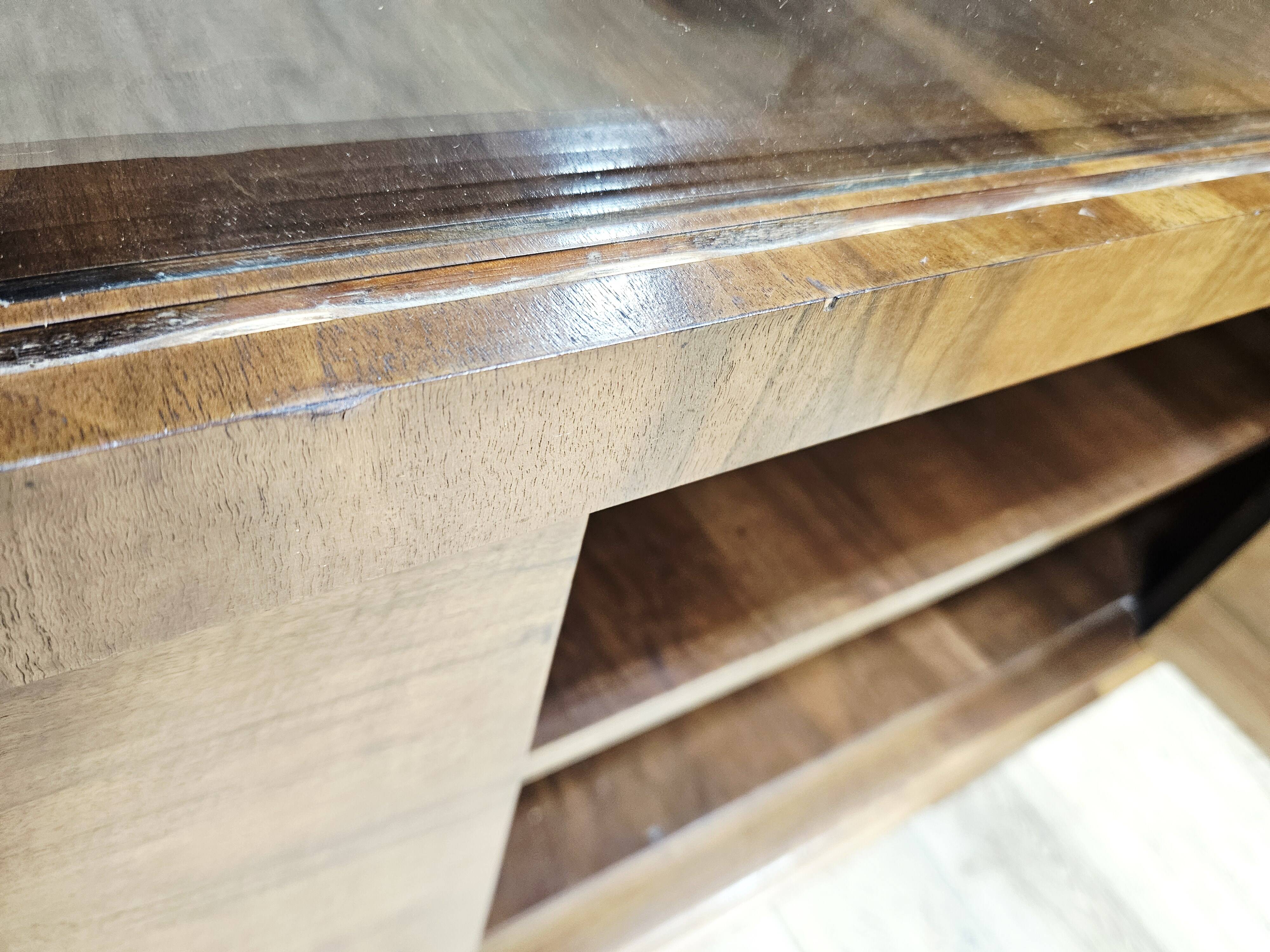 Ensemble de bureau exécutif monumental / Art Déco / Noyer / Années 1940.