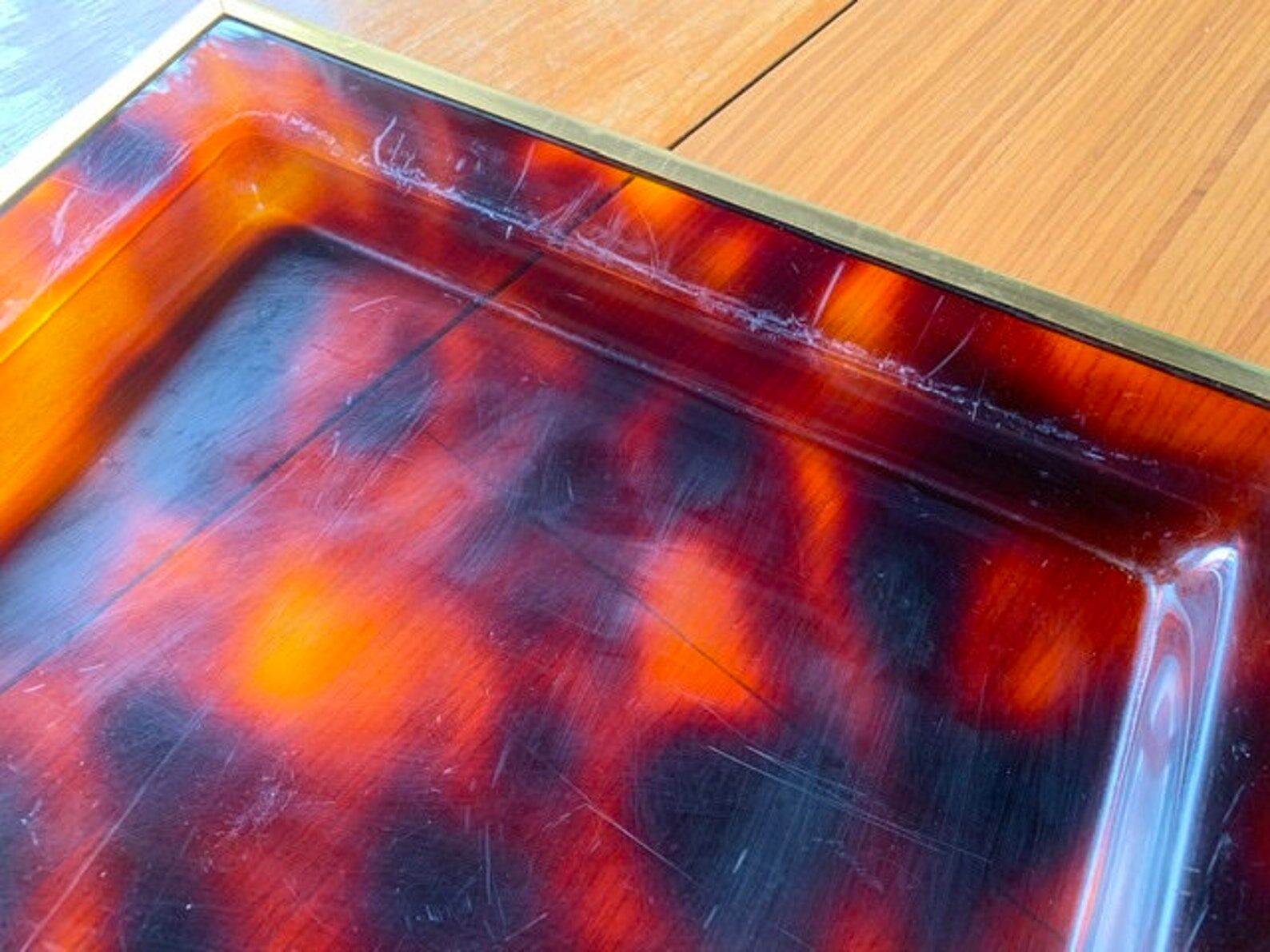 Vintage Service Tray Tortoiseshell Effect Plexiglass Circa 70 S Selency