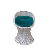 Vintage woven wicker stool 1950