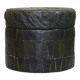 Pouf in black/green leather