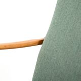 Scandinavian Beech Armchair with green wool upholstery, 1950-60s