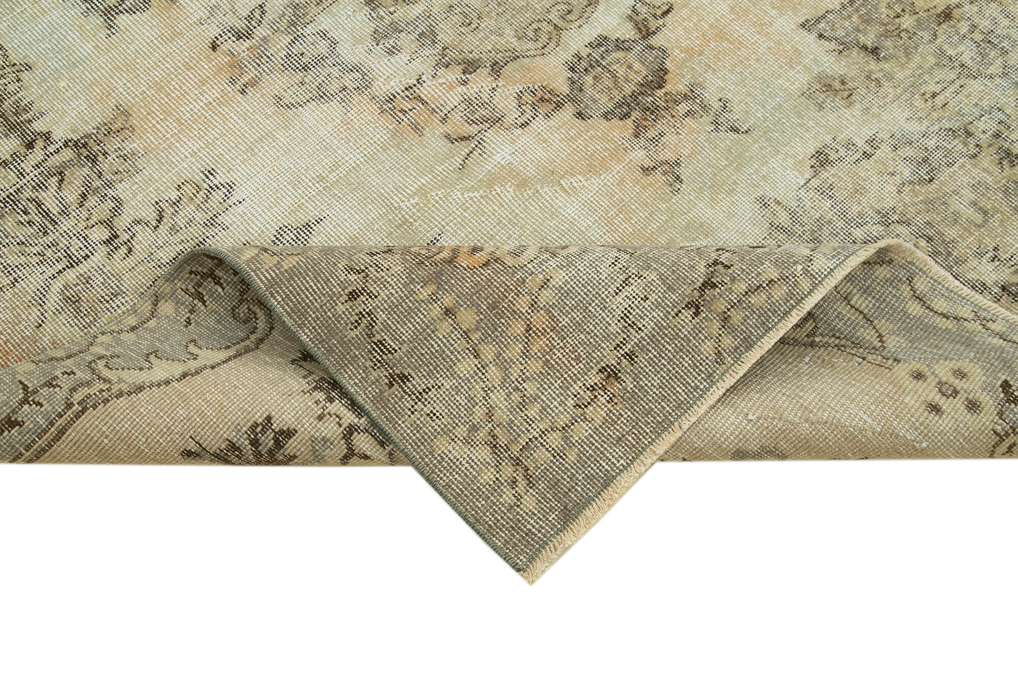 Anatolian handwoven vintage 1970s beige carpet 160 cm x 264 cm