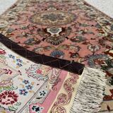Tapis persan tabriz en laine et soie fait sur soie 70 raj