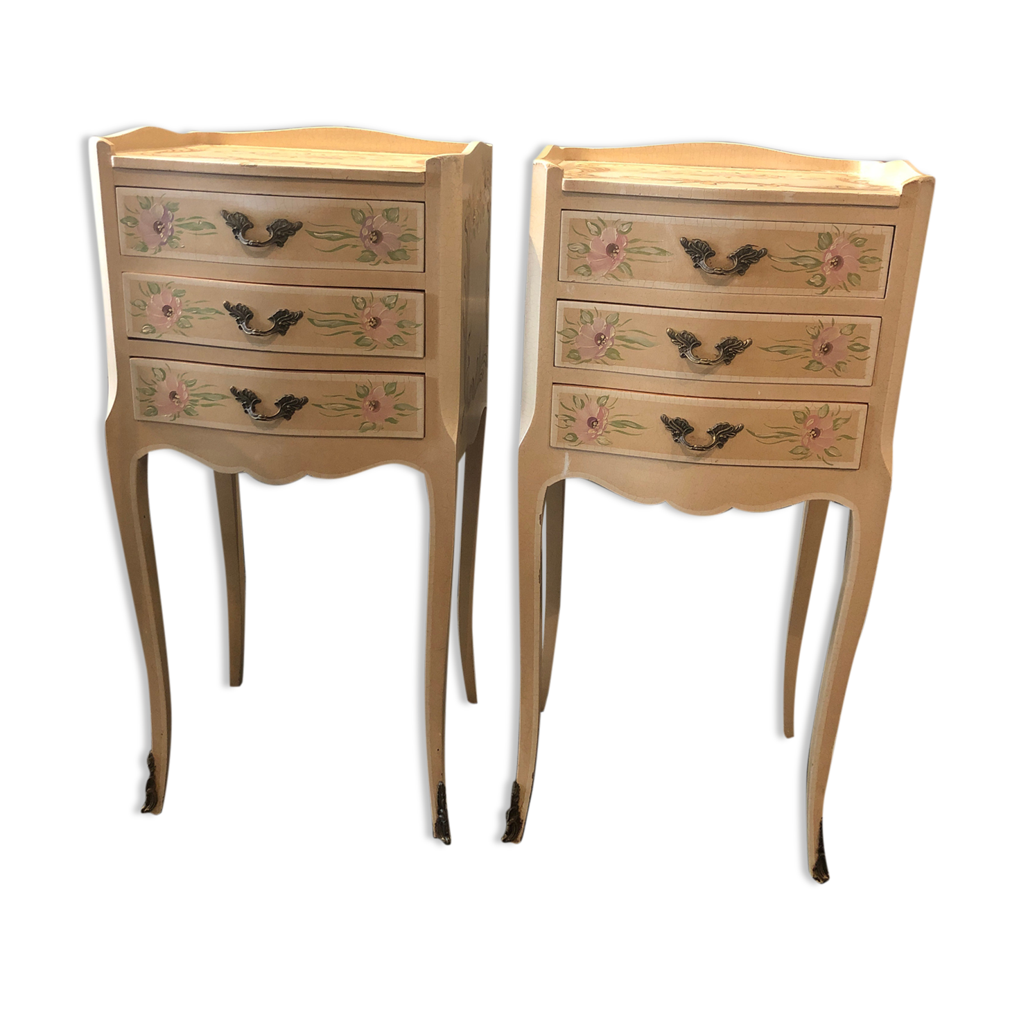Pair of Venetian bedside louis XV painted