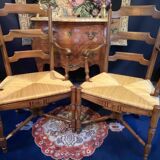 Pair of solid walnut armchairs in Provençal style