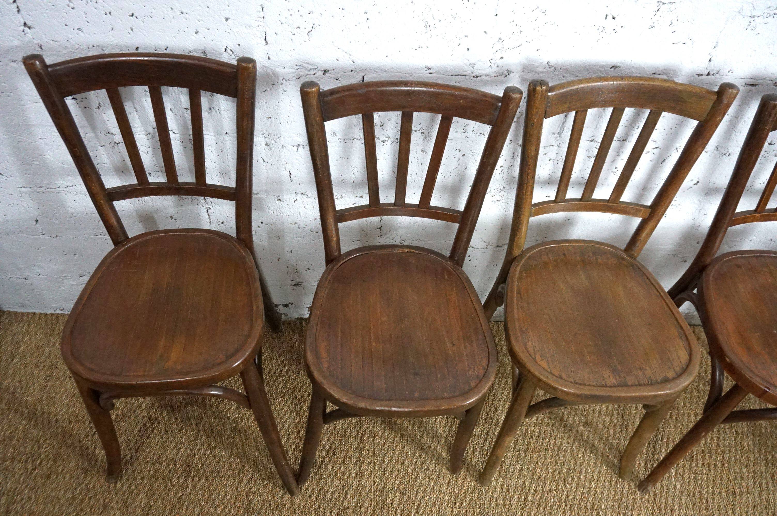 6 chaises bistrot Baumann années 1920-30
